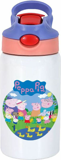 Koupakoupa Peppa Pig Kids Water Bottle Peppa Pig Stainless Steel with Straw Pink 350ml