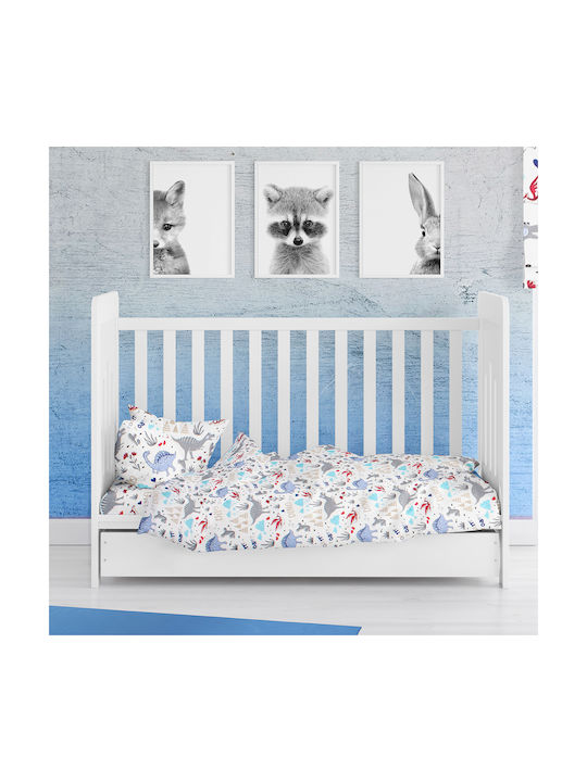 Dimcol Baby Duvet Cover Dino 309 White 120x160cm