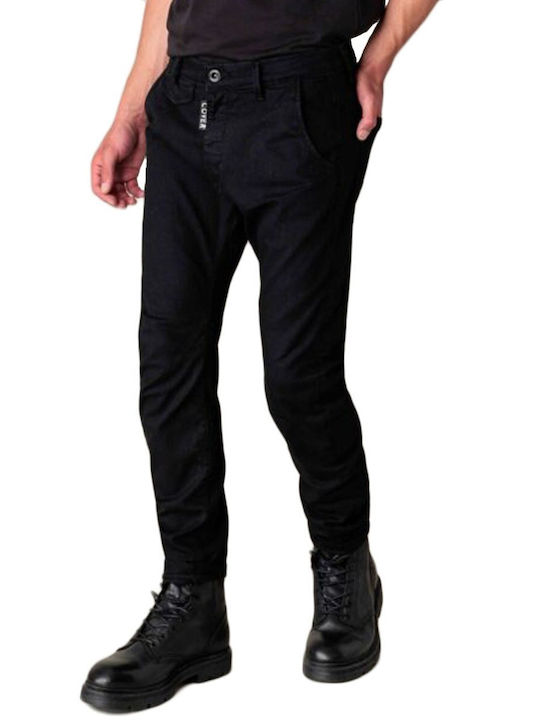 Cover Jeans Ανδρικό Παντελόνι Chino Ελαστικό σε Loose Εφαρμογή Μαύρο