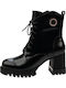 Leather Women's Ankle Boots with High Heel Black