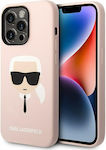 Karl Lagerfeld Karl`s Head Coperta din spate Plastic / Silicon Light Pink (iPhone 14 Pro Max) KLHMP14XSLKHLP