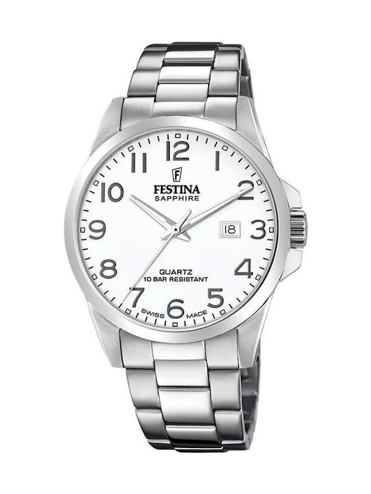Festina Herrenuhr 41mm Batterie mit Silber Meta...