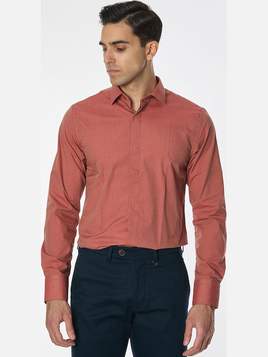 Vittorio Artist Long-sleeved Cotton Shirt Cinnamon
