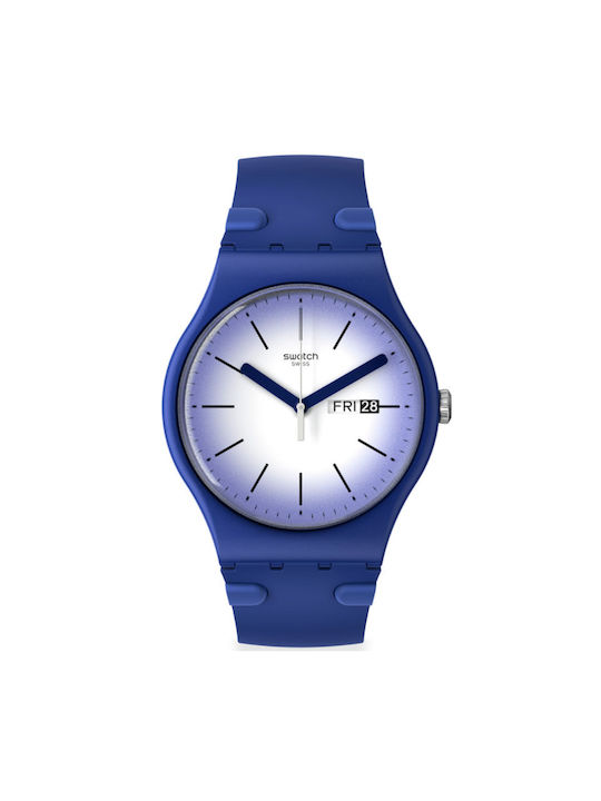 Swatch Herrenuhr 41mm Batterie mit Lila Kautschukarmband