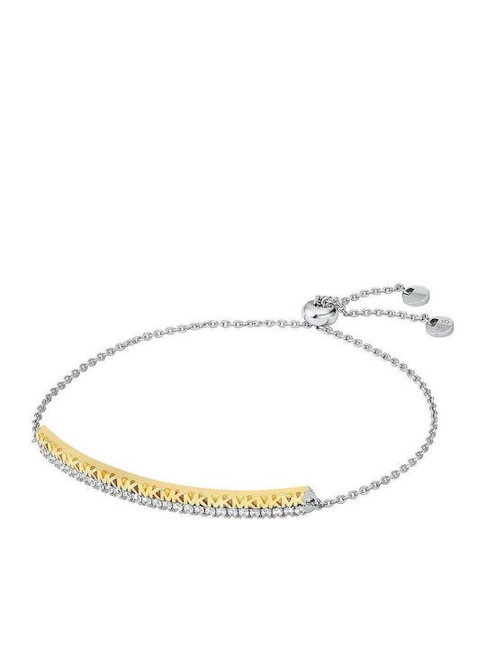 Michael Kors Premium Women's Bracelet Riviera made of Silver Gold Plated with Zircon
