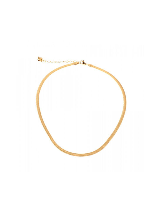 Unisex Snake Gold Plated Steel Neck Chain Yellow 38cm SC 420