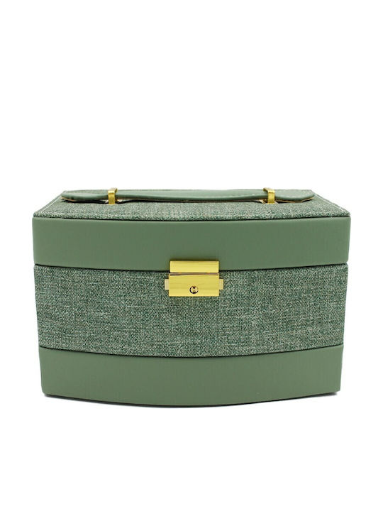Casetă Pentru Bijuterii Din Catifea Cu Sertar Și Oglindă Verde 13x23x13.5cm