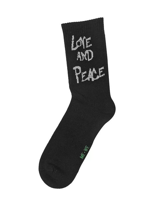ME-WE Love And Peace 2-3505-5 Αθλητικές Κάλτσες Μαύρες 1 Ζεύγος