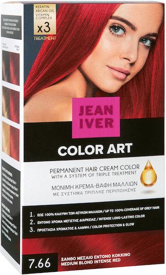 Jean Iver Color Art Βαφή Μαλλιών N.7.66 Ξανθο Μεσαιο Εντονο Κοκκινο