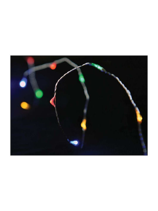 120 Weihnachtslichter LED Mehrfarbig Batterie vom Typ Zeichenfolge mit Silbernes Kabel und Programmen Redled