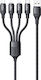 Usams Braided USB to 2xLightning / Type-C / micro USB Cable Μαύρο 1.2m (SJ516USB01)