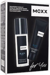 Mexx Black Skin Care Set for Cleaning Body Cleaning with Deodorant & Bubble Bath