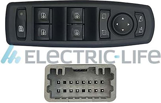 Electric Life ElectricLife Превключвател за прозорци на автомобил за Renault Лагуна / Меган 13пин Черен