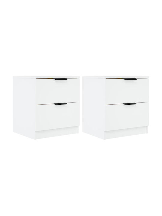 Wooden Bedside Tables 2pcs White 45x39x50cm