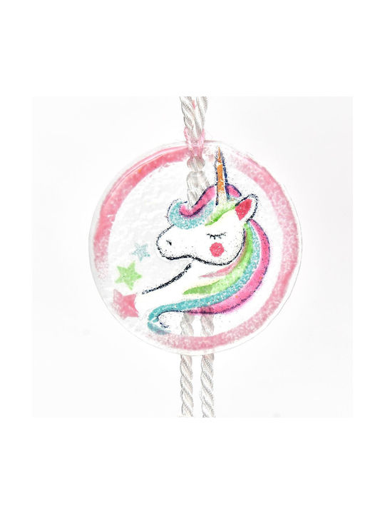 Handmade glass unicorn charm 8F pink -