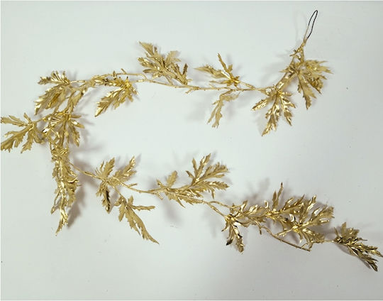 Zaros Weihnachtliche Girlande Plastik Satin Weinblatt Gold 115x15cm 1Stück
