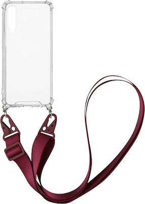 Sonique Strap Armor Coperta din spate Silicon cu curea rezistent Transparent / Burgundy (Galaxy A70)