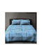 Viokarpet Bettbezug-Set Baumwolle Übergröße mit 2 Kissenbezügen 225x245 607 Cities Blue