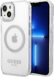 Guess Metal Outline Umschlag Rückseite Silikon Silver / Clear (iPhone 14) GUHMP14SHTRMS