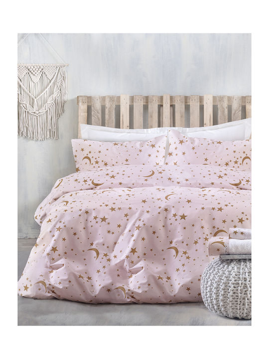 Rythmos Bettbezug-Set Baumwolle Übergröße mit 2 Kissenbezügen 220x250 Moonlight Pink
