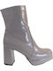 Women's Ankle Boots made of Patent Leather with High Heel Beige