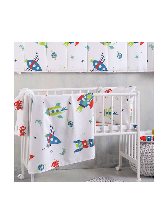 Rythmos Baby Bettbezug Set mit Kissenbezug Astronio Weiß 110x160cm.
