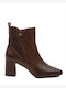 Leather Women's Ankle Boots Tabac Brown