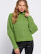 Funky Buddha Women's Long Sleeve Sweater Turtleneck Green Glow