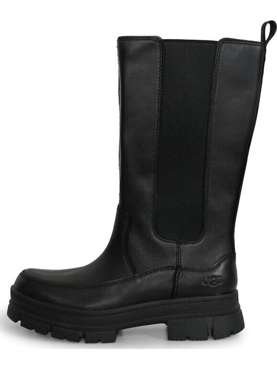 Leather Women's Boots with Rubber Ashton High Chelsea Black