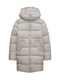 Down Kids Quilted Long Coat with Hood Beige