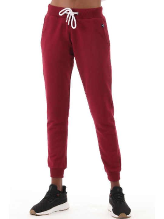 Magnetic North Pantaloni de trening pentru femei cu cauciuc Burgundy