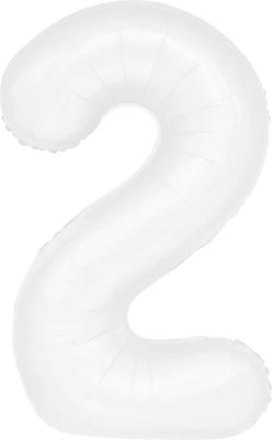 Foil Balloon White 100cm - Number 2