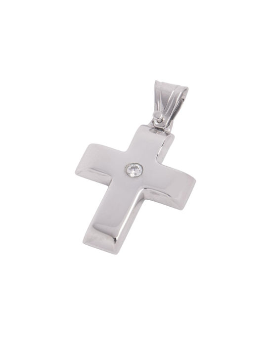 Men's White Gold Cross 14K