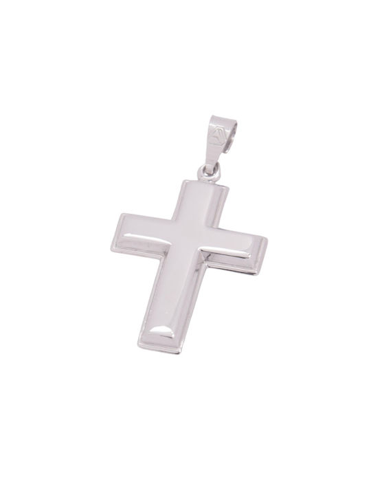 Men's White Gold Cross 14K