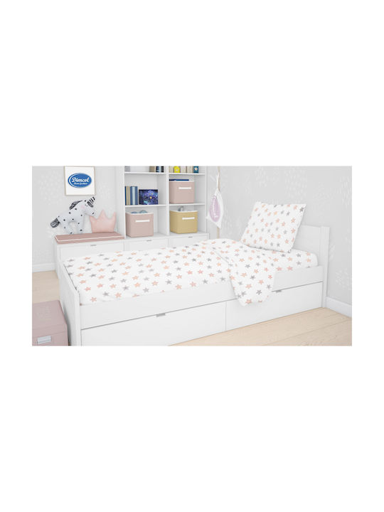 Dimcol Sheet Set Single Cotton Star 103 Grey 160x240cm 3pcs