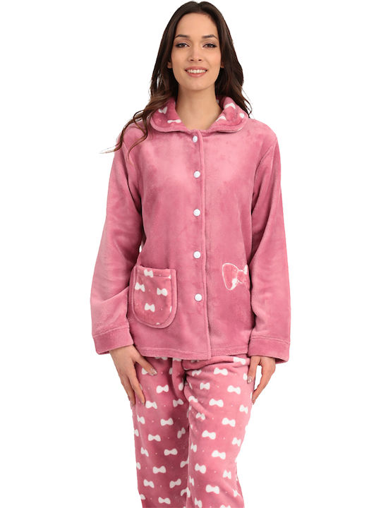 Lydia Creations De iarnă Set Pijamale pentru Femei Fleece Roz