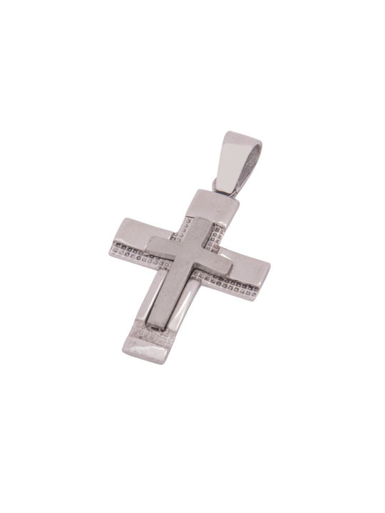 Men's White Gold Cross 14K