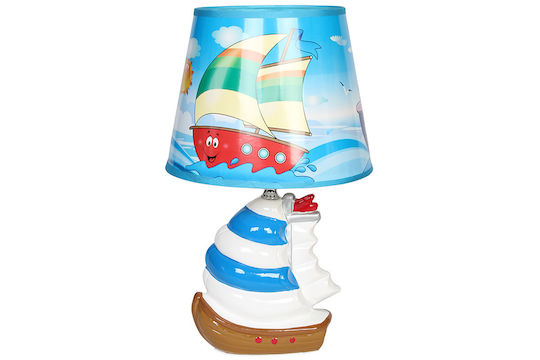 Keskor Kinder Nachttischlampe Schiffchen Blau 20x20x33εκ.