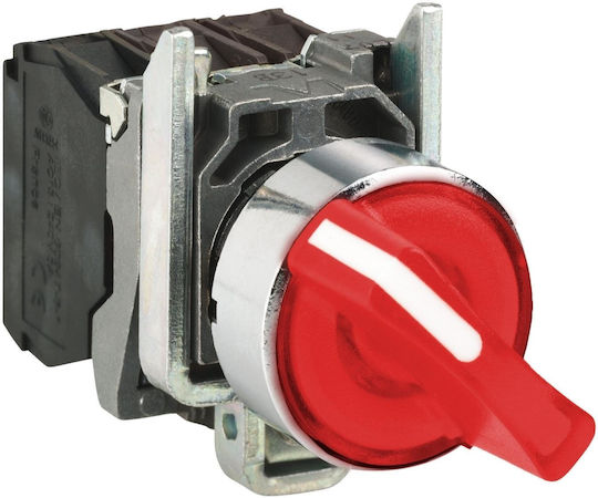 Schneider Electric Harmony XB4 Διακόπτης Περιστροφικός Ø22 24V 2 θέσεων Κόκκινο 1τμχ