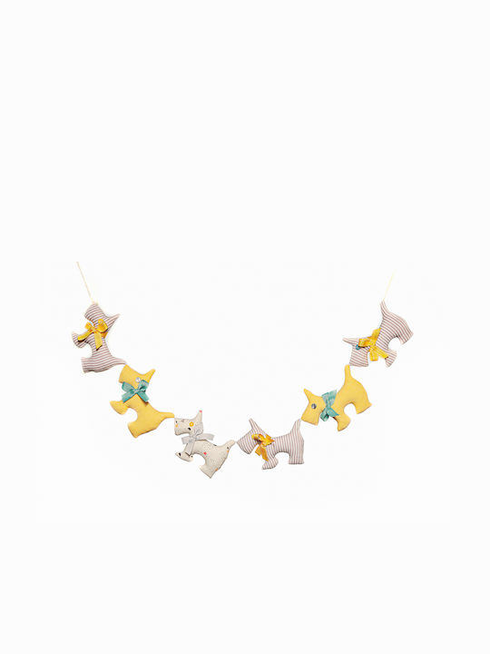 Le Petit Renard Kids Decorative Garland Animals Yellow made of Fabric Puppies