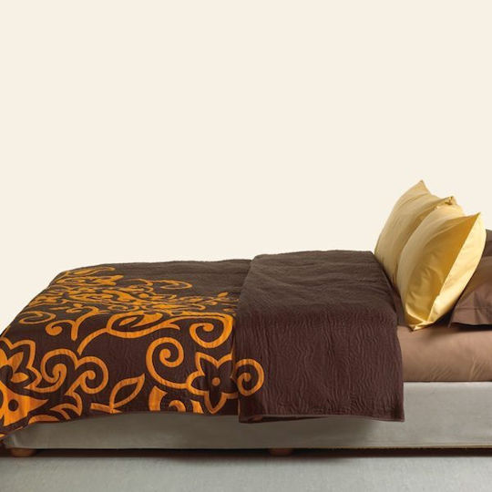 Palamaiki Silvestre Κουβερλί Μονό από Βαμβάκι & Πολυεστέρα Orange / Brown 160x260cm