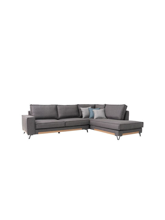 Phoenix Corner Fabric Sofa with Right Corner Γκρι 280x220cm