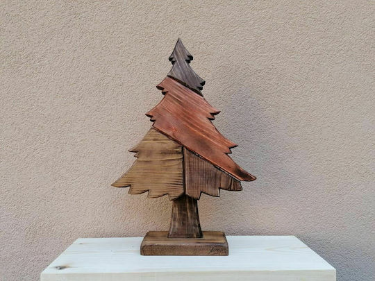 Christmas Decorative Wood Tree 35cm Battery Brown