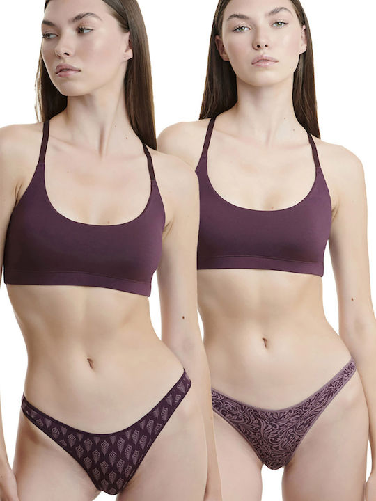 Walk Bamboo Damen Zeichenfolge 2Pack Lila