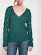 Knitted blouse V - Green