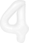 Foil Balloon White 100cm - Number 4