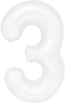 Foil Balloon White 100cm - Number 3