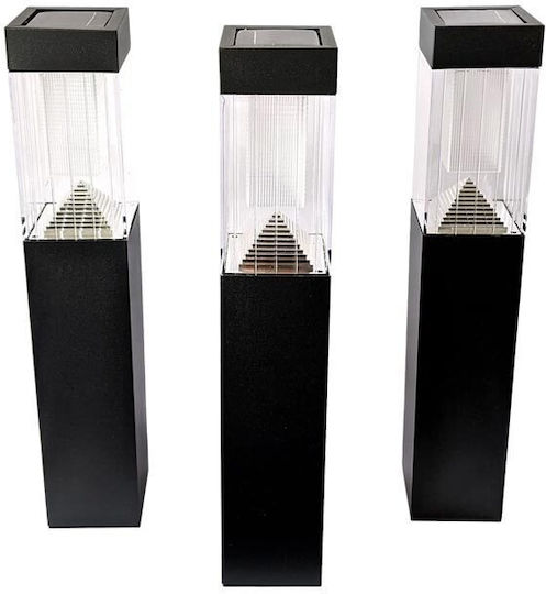 Grundig Σετ 3 Ηλιακά Φωτιστικά Δαπέδου Κολωνάκια με Ψυχρό Λευκό Φως 6.5x6.5x52.5εκ.