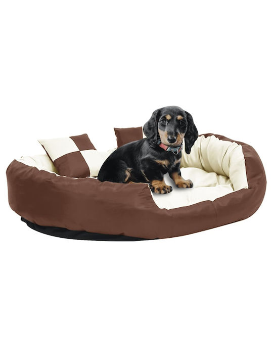 vidaXL Καναπές Κρεβάτι Σκύλου Αναστρέψιμος Καφέ/Κρεμ 110x80cm