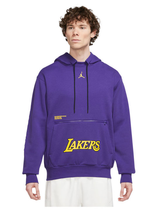 Nike Lakers Ανδρικό Φούτερ με Κουκούλα και Τσέπες Μωβ